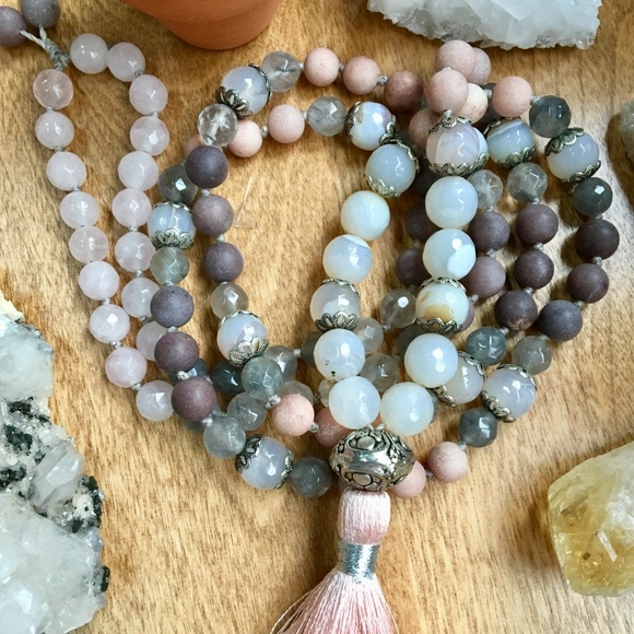 Handmade 108 Bead Tassel Mala Necklace, Crystals - Picture 5 of 8